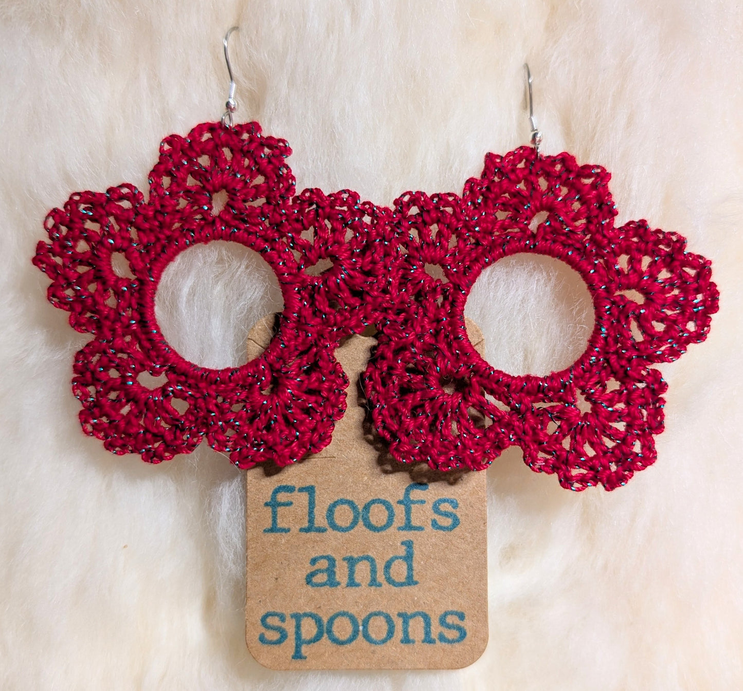 Red with green sparkle lacy flowers (XL)