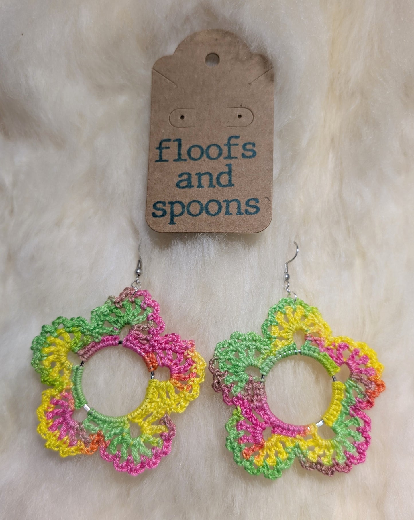 Multicolor yellow/pink/green lacy flowers (XL)