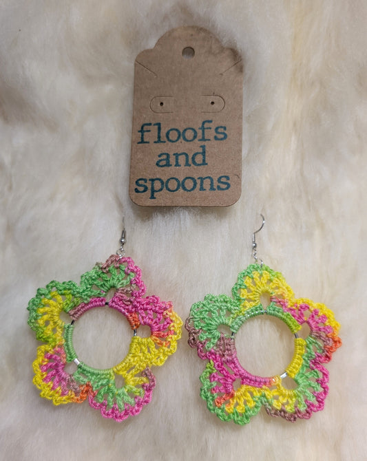 Multicolor yellow/pink/green lacy flowers (XL)
