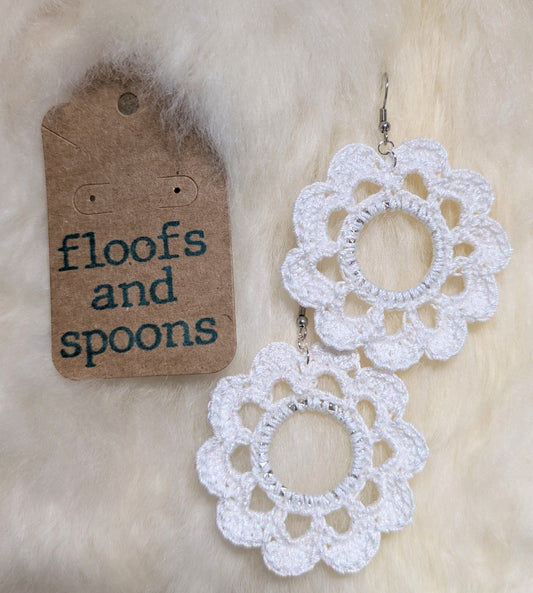 Sparkly white hoop flowers (L)