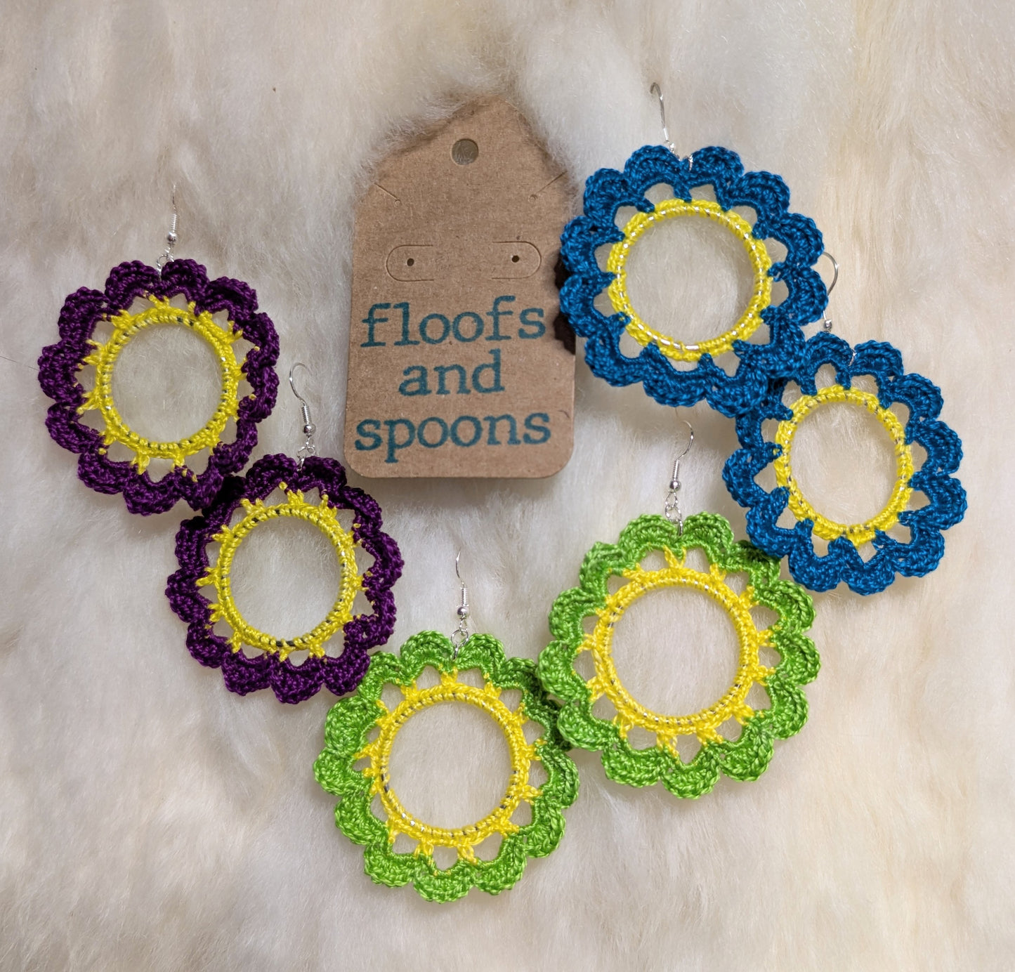 Lemon lime flower hoops (bottom option) (L)