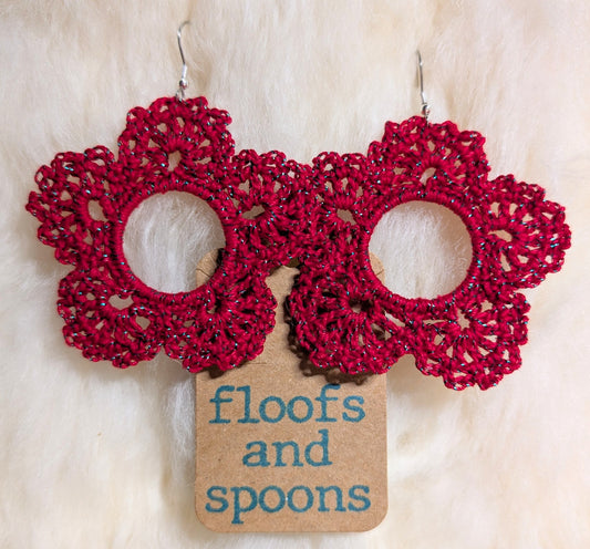 Red with green sparkle lacy flowers (XL)